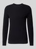 Lindbergh Strickpullover mit Strukturmuster und Rundhalsausschnitt Black