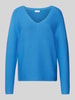 s.Oliver RED LABEL Comfort Fit Strickpullover aus Baumwoll-Mix mit V-Ausschnitt Blau