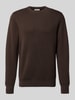 Casual Friday Gebreide pullover met ronde hals, model 'THEO' Chocoladebruin