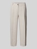 MAC Spodnie lniane o skróconym kroju regular fit model ‘Nora’ Jasnoszary melanż