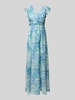 Jake*s Cocktail Maxikleid mit Volants und Taillenband Blau Melange