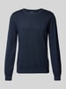 OLYMP Level Five Slim Fit Strickpullover aus Schurwolle mit Rundhalsausschnitt Marine