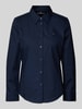 Tommy Hilfiger Regular fit overhemdblouse met logostitching Donkerblauw