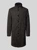 Christian Berg Men Lange jas met opstaande kraag en steekzakken Grafiet