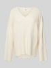 Only Relaxed fit gebreide pullover met viscose en hoge zijsplitten, model 'KATIA' Offwhite