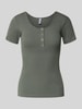 Pieces Slim fit T-shirt van katoenmix, model 'KITTE' Rietgroen