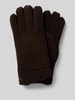 Roeckl Handschoenen van echt zijden lamsvacht, model 'BERGEN' Donkerbruin