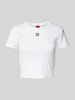 HUGO Cropped T-Shirt mit Label-Print Offwhite