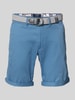 MCNEAL Slim fit bermuda met riem Oceaanblauw gemêleerd
