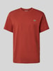 Lacoste T-shirt met labelpatch Donkerrood