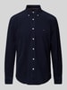 Tommy Hilfiger Regular Fit Cordhemd mit Button-Down-Kragen Modell 'SOLID' Marine