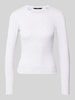 VERO MODA Slim Fit Langarmshirt aus Baumwoll-Mix Modell 'CHLOE' Hellgrau Melange