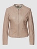 Gipsy Regular Fit Lederjacke im Biker-Look  Taupe