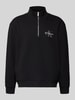 Calvin Klein Jeans Regular fit sweatshirt met logostitching, model 'Terry' Zwart