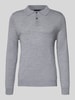 Christian Berg Men Slim fit gebreide pullover van wolmix Lichtgrijs gemêleerd