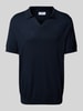 Lindbergh Slim Fit Poloshirt mit V-Ausschnitt Modell 'Ecovero' Dunkelblau