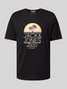 Jack & Jones T-shirt met labelprint, model 'CYRUS' Zwart