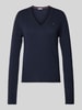 Tommy Hilfiger Pullover met afgeronde V-hals, model 'SOFT WOOL' Donkerblauw