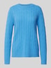 Gant Strickpullover mit Zopfmuster Hellblau