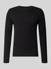 Tommy Jeans Slim Fit Longsleeve mit Rippenstruktur Black