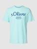 s.Oliver RED LABEL T-shirt z nadrukiem z logo Jasnoturkusowy