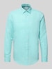 Jake*s Slim Fit Freizeithemd aus Leinen-Baumwoll-Mix Aqua