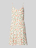 Pieces Knielange jurk met strikceintuur, model 'NYA' Offwhite