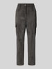 MAC Tapered fit corduroy broek met cargozakken, model 'Rahel' Antraciet