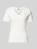 Tommy Hilfiger Slim fit T-shirt met logostitching, model 'CODY' Ecru