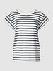 Jake*s Casual T-shirt met streepmotief Donkerblauw