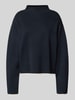 Jake*s Collection Strickpullover mit geripptem Stehkragen Dunkelblau