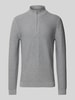 OLYMP Level Five Slim fit gebreide pullover met opstaande kraag Zilver