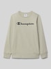 CHAMPION Sweatshirt mit Label-Print Stein