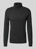 Tom Tailor Regular Fit Rollkragenpullover aus reiner Baumwolle mit Logo-Stitching Anthrazit