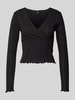 Only Slim Fit Langarmshirt aus Baumwoll-Mix Modell 'CARLOTTA' Black