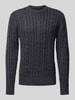 Casual Friday Gebreide pullover met ribboorden, model 'Karl' Marineblauw