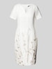 WHITE LABEL Knielanges Kleid mit V-Ausschnitt Offwhite