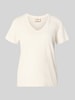 MOS MOSH Regular fit t-shirt met v-hals model 'Dala' Ecru