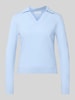 Christian Berg Woman Regular Fit longsleeve van viscosemix met polokraag Bleu