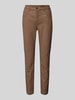 OPUS Slim fit broek in leerlook, model 'Evita remix' Lichtbruin