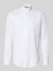 Christian Berg Men Regular Fit Business-Hemd mit Strukturmuster und Kentkragen Weiss