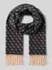 Guess Schal aus Viskose-Mix mit Logo-Muster und Fransen Black
