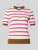 Jake*s Casual Strickshirt aus Viskose-Mix mit Rundhalsausschnitt Fuchsia