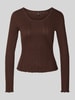 ONLY Slim Fit Langarmshirt mit Baumwoll-Anteil Modell 'TENNA' Schoko