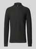 OLYMP Level Five Slim fit gebreide pullover met opstaande kraag Antraciet