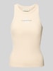 Calvin Klein Jeans Tanktop mit Label-Stitching und Rundhalsausschnitt Beige