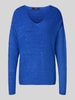 Vero Moda Regular Fit Strickpullover mit V-Ausschnitt Modell 'CREWLEFILE' Royal Melange