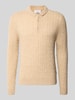 Lindbergh Strickpullover aus Leinen-Mix mit Polokragen Sand