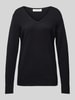 Christian Berg Woman Strickpullover mit abgerundetem V-Ausschnitt Black