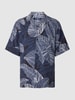 Jack & Jones Premium Freizeithemd mit Leinen-Anteil und Allover-Print Modell 'BLUREX' Dunkelblau